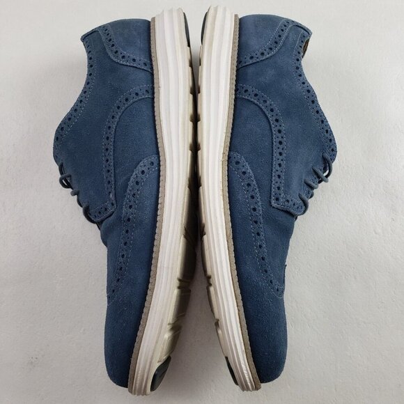 Cole Haan Lunargrand Wingtip Oxford Shoe Mens 11.5 Blue Suede Lace Up Dress - Picture 5 of 11